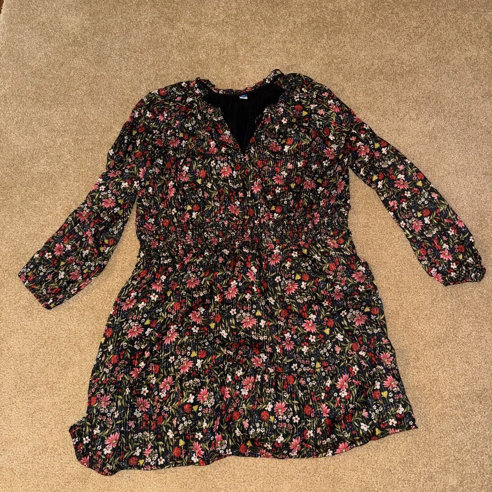 OLD NAVY LONG SLEEVE DRESS WOMENS XXL FLORAL